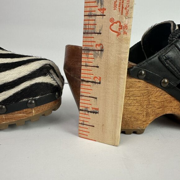 London Underground Clogs Calf Hair Zebra Print Slip On Mules EU 35 US 4-4.5 - Picture 8 of 10